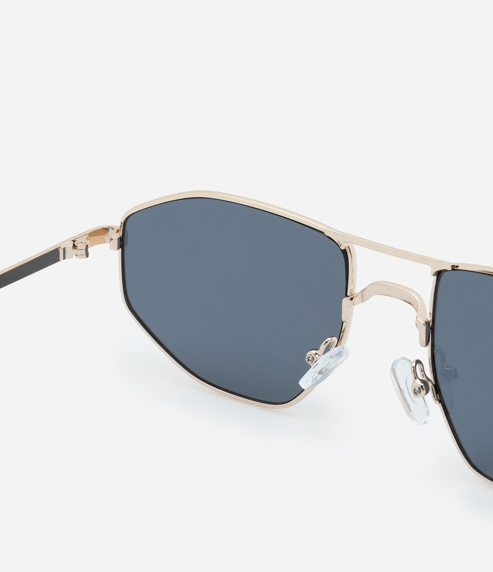 Óculos de Sol Quadrado Metalizado Sem Padronagem com Armação Fina Dourado 2