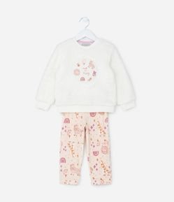 Pijama Infantil em Fleece com Estampa Bichinhos - Tam 2 a 4 Anos