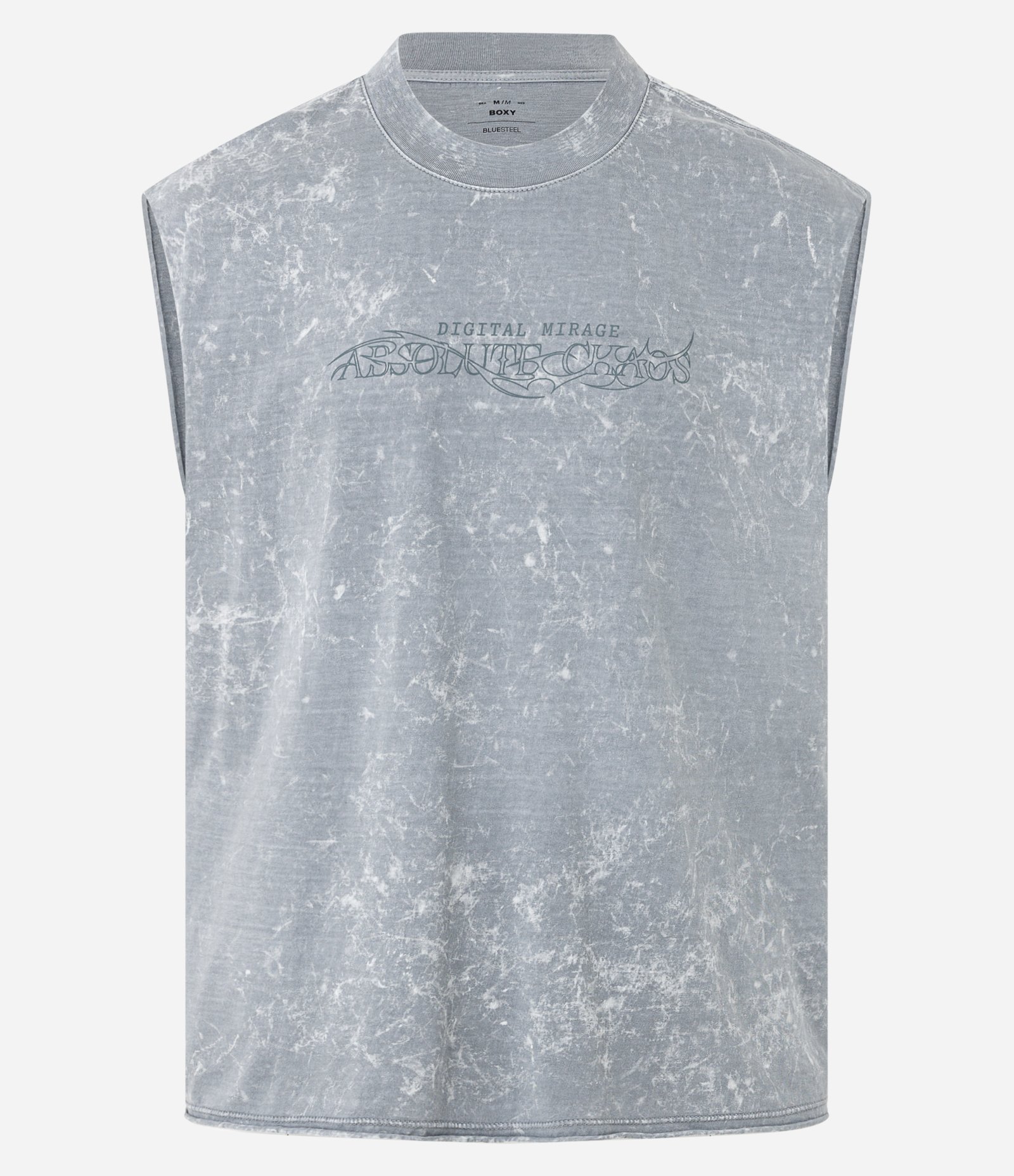 Regata Boxy em Algodão com Efeito Marmorizado Cinza 1