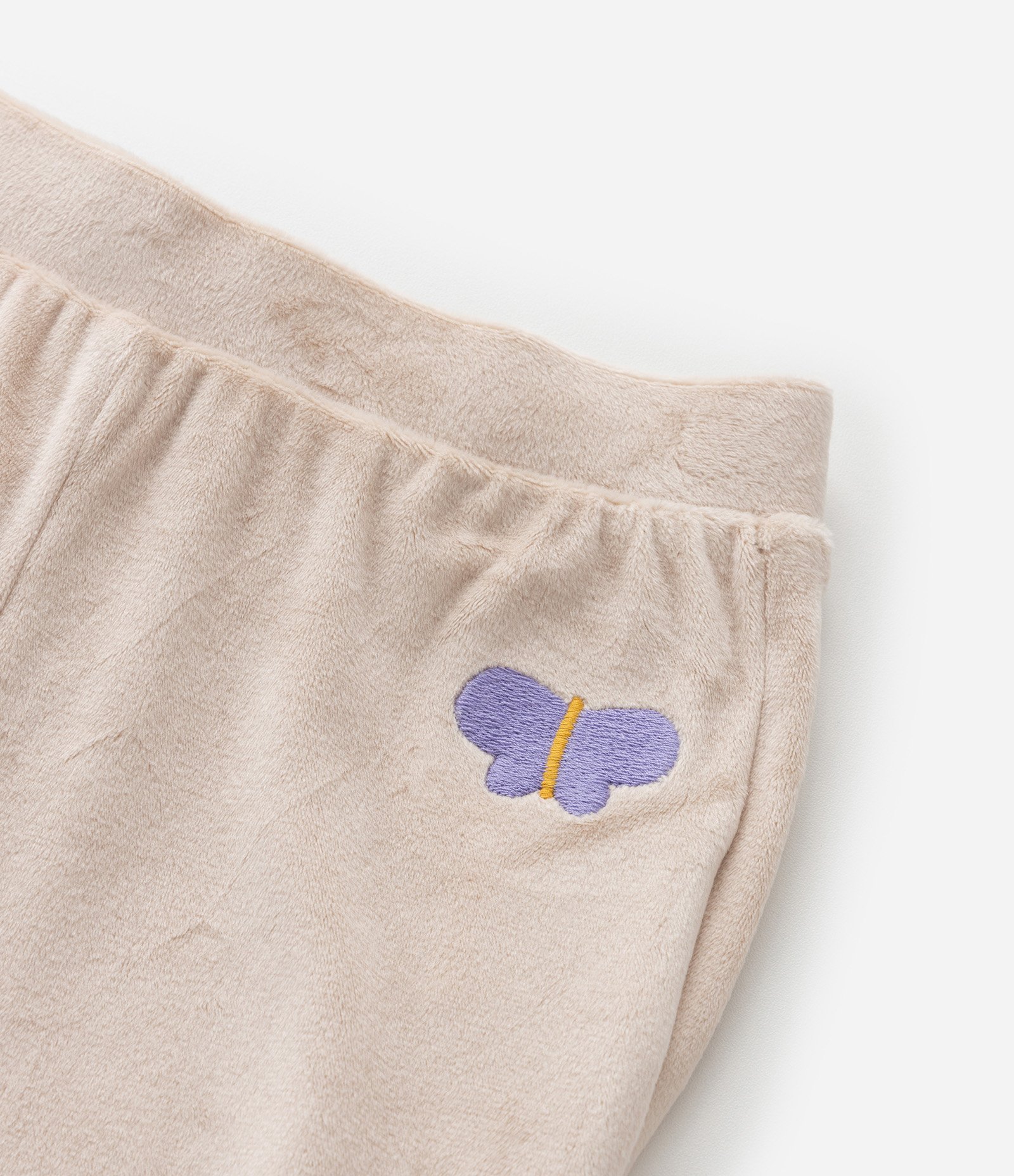 Conjunto Infantil em Plush com Bordado Borboleta - Tam 1 a 5 Anos Bege 7
