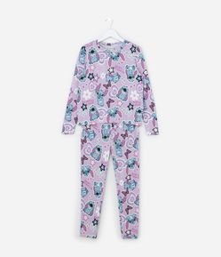 Pijama Infantil em Tricô com Estampa do Stitch - Tam 5 a 14 Anos
