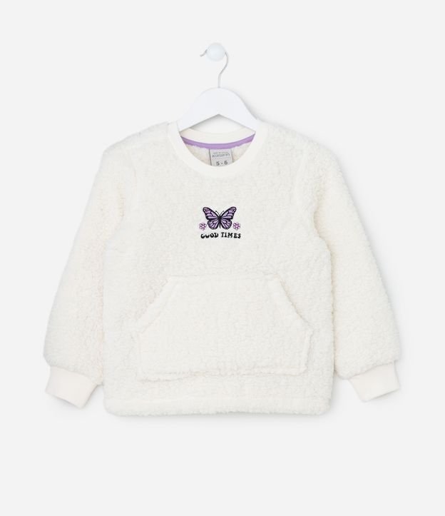 Pijama Infantil em Sherpa com Bordado Borboleta - Tam 5 ao 14