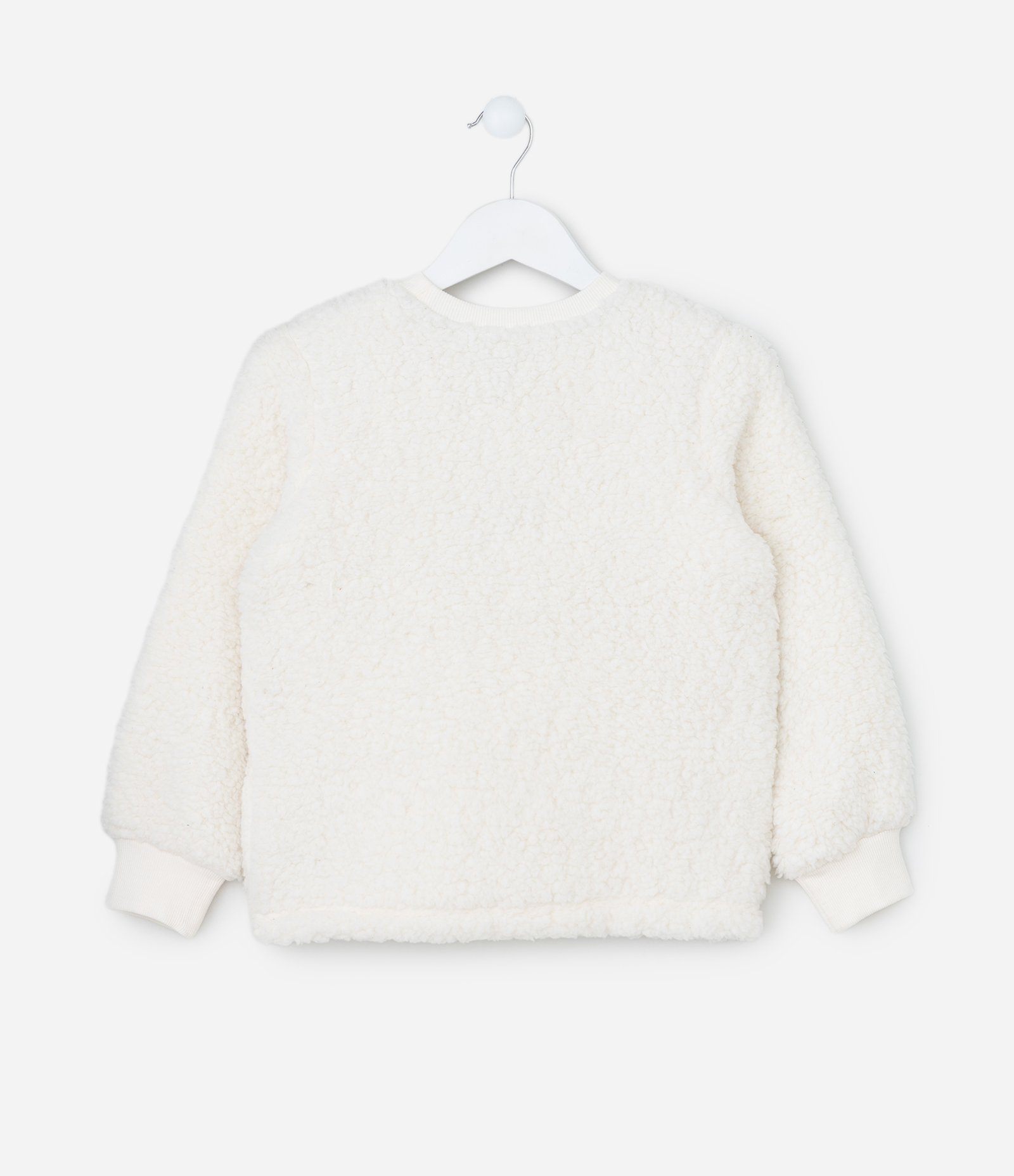 Pijama Infantil em Sherpa com Bordado Borboleta - Tam 5 ao 14 Bege/Roxo 3