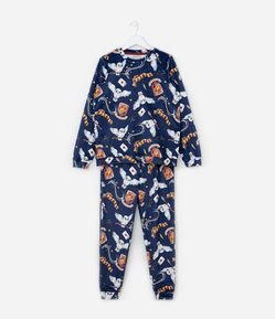 Pijama Infantil em Plush com Estampa Harry Potter - Tam  5 a 14 Anos