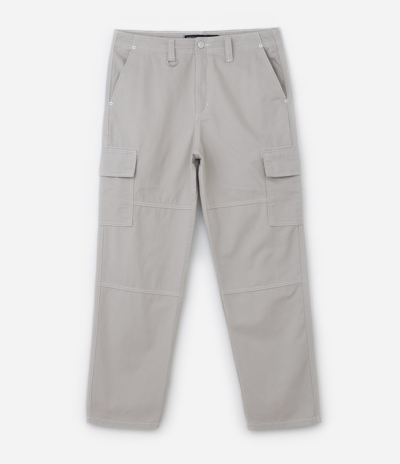 Calça Baggy em Sarja com Pespontos Contrastantes Cinza 5