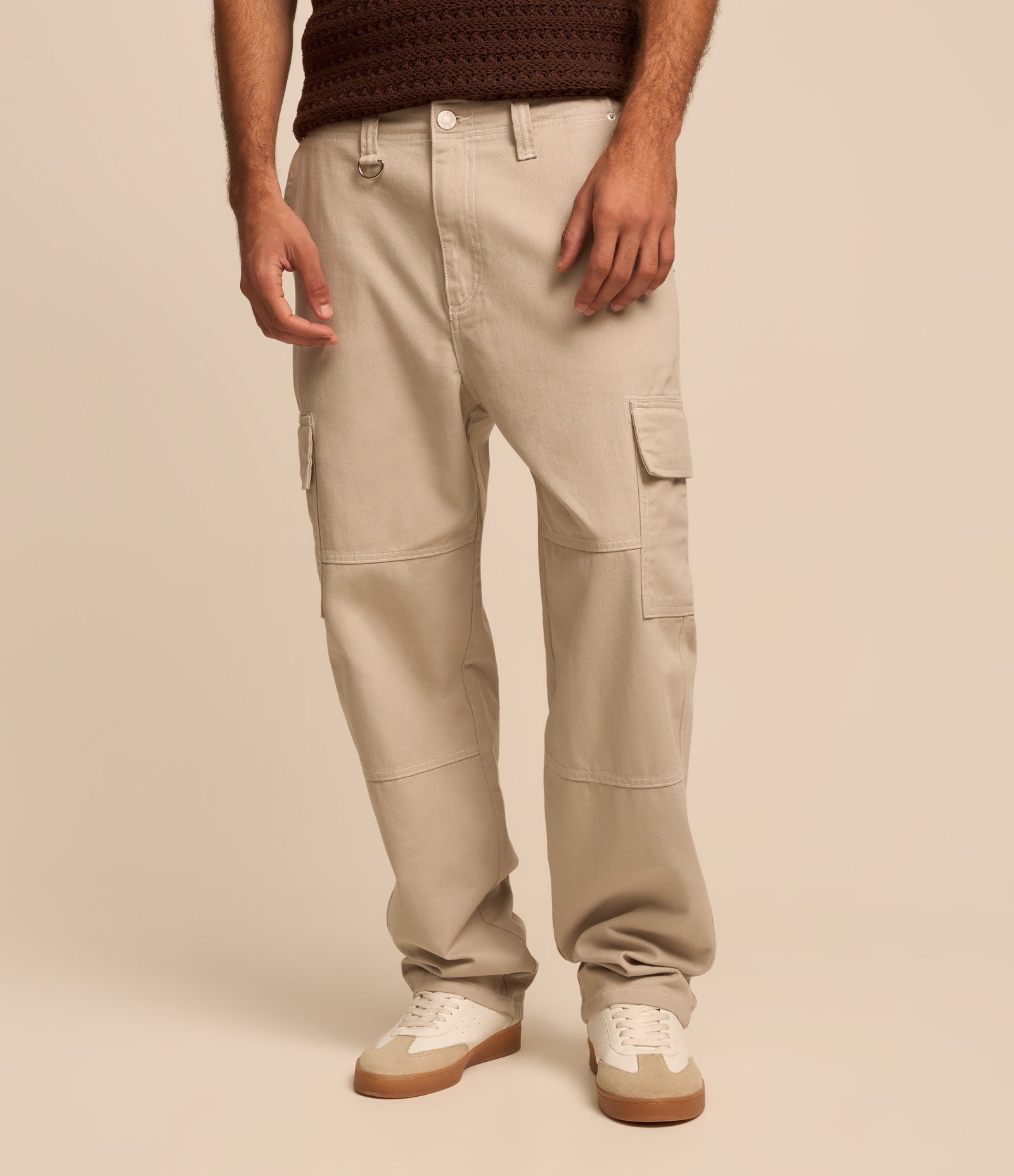 Calça Baggy em Sarja com Pespontos Contrastantes Cinza 2