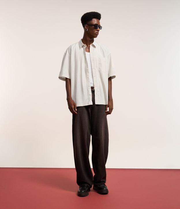 Camisa Overboxy em Tricoline com Estampa Xadrez e Bolso | Shopping