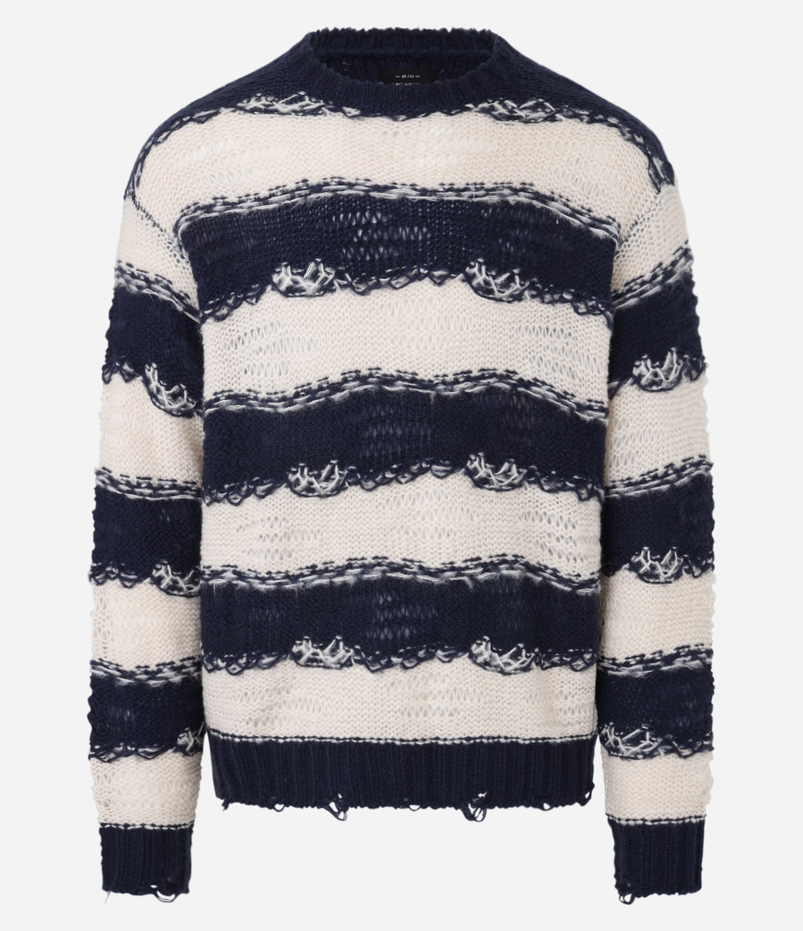 Suéter em Tricô Irregular Listrado Azul/Bege 5