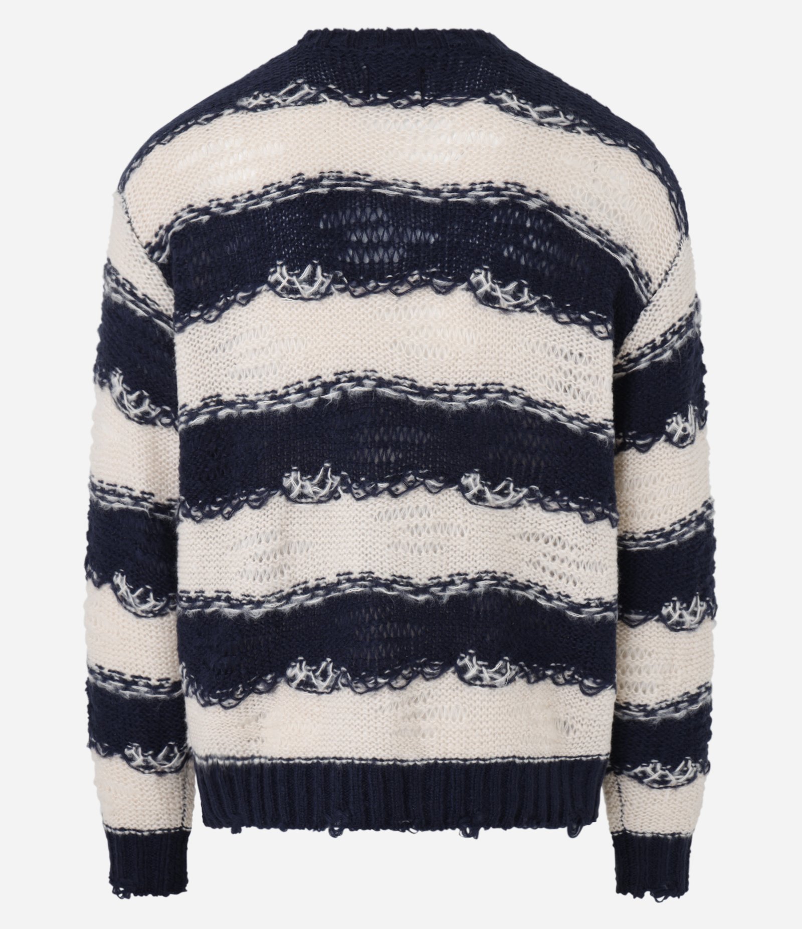 Suéter em Tricô Irregular Listrado Azul/Bege 7