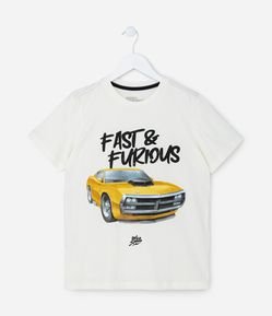 Camiseta Infantil com Estampa Carro Fast and Furious - Tam 5 a 14 Anos
