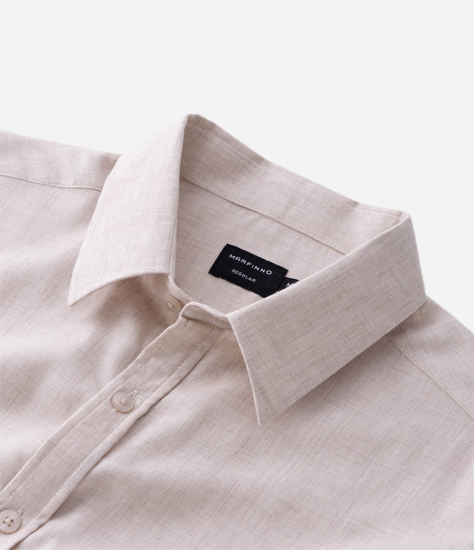 Camisa em Algodão com Botões Frontais e Efeito Mescla Bege 9