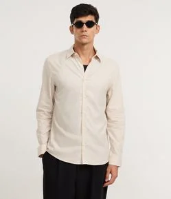 Camisa em Algodão com Botões Frontais e Efeito Mescla