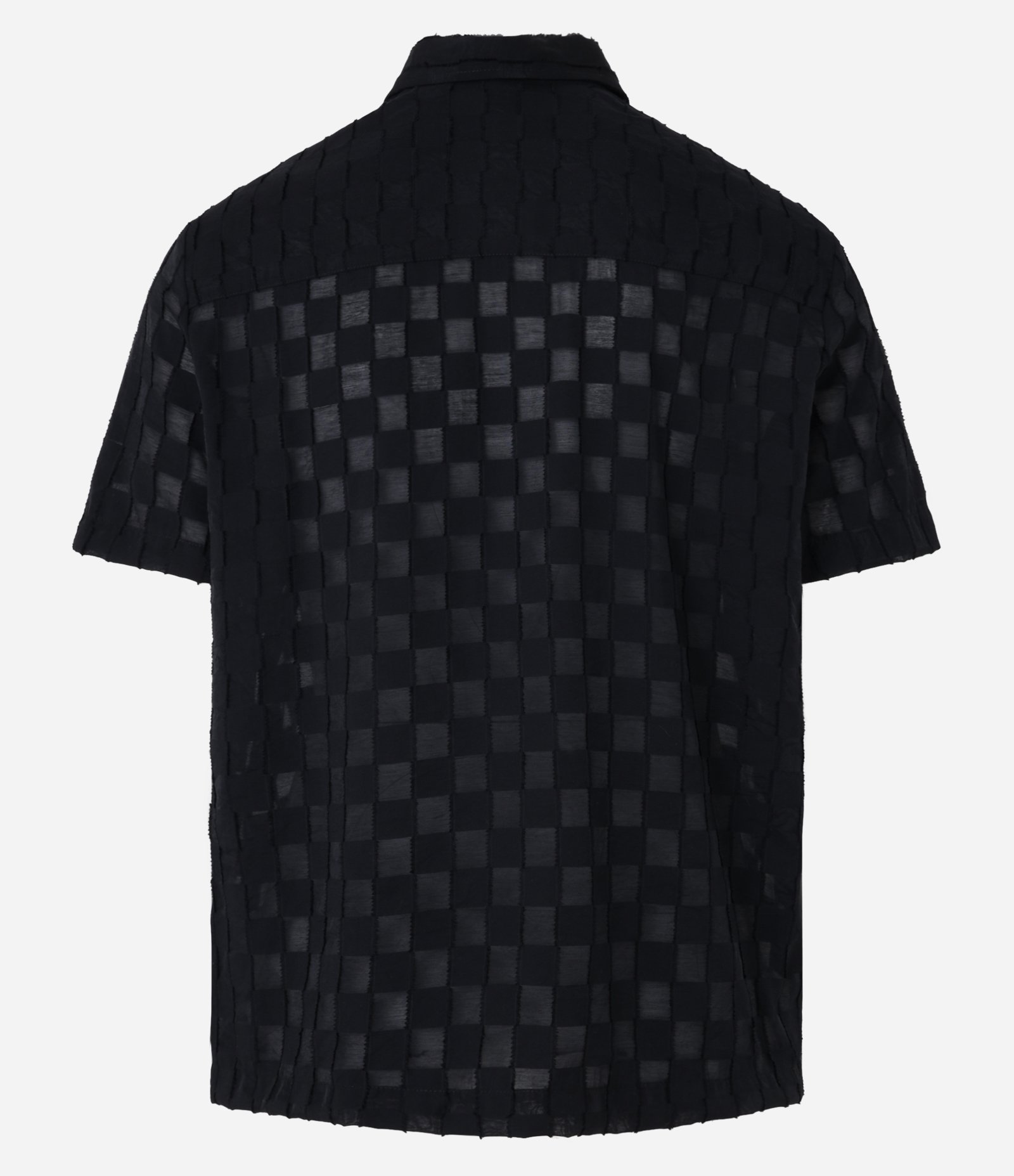 Camisa em Algodão com Estampa Xadrez e Textura Preto 7