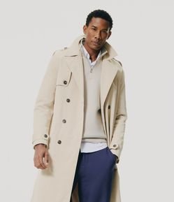 Casaco Trench Coat Alongado com Cinto Alfaiatado