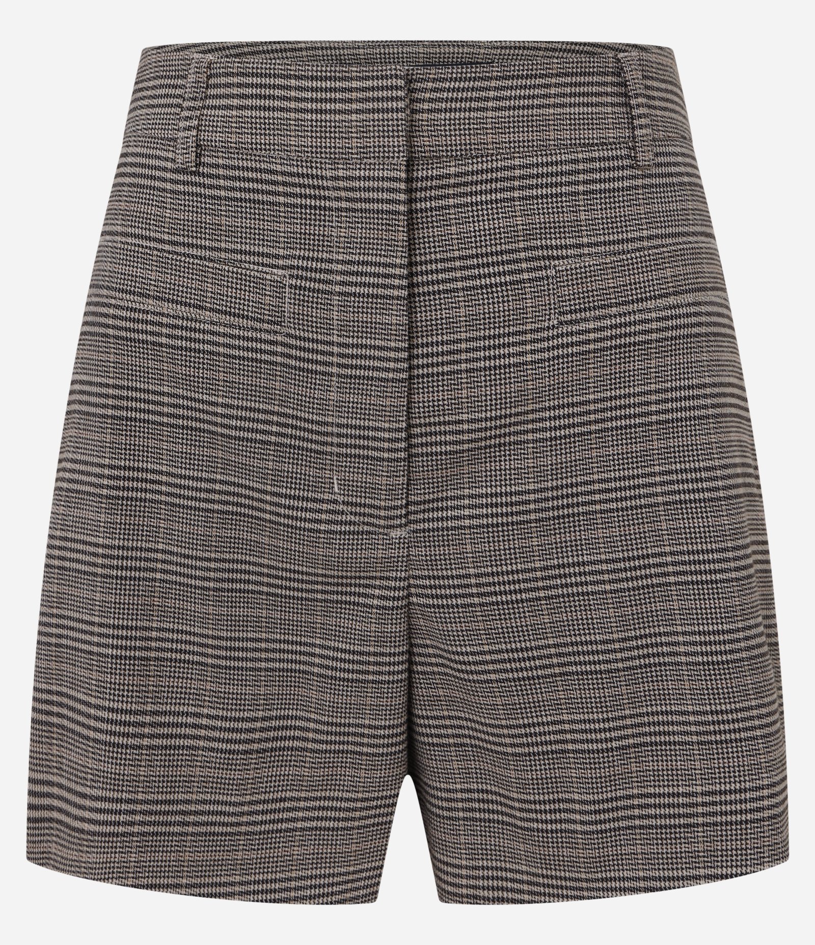 Short em Alfaiataria Xadrez com Bolsinhos Embutidos Marrom 6