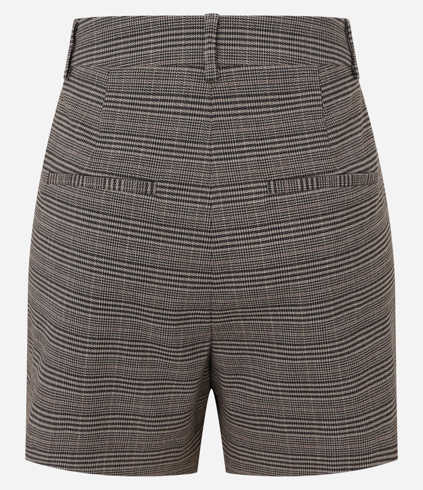 Short em Alfaiataria Xadrez com Bolsinhos Embutidos Marrom 7