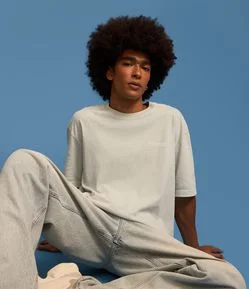 Camiseta Relaxed em Algodão com Estampa de Cogumelos