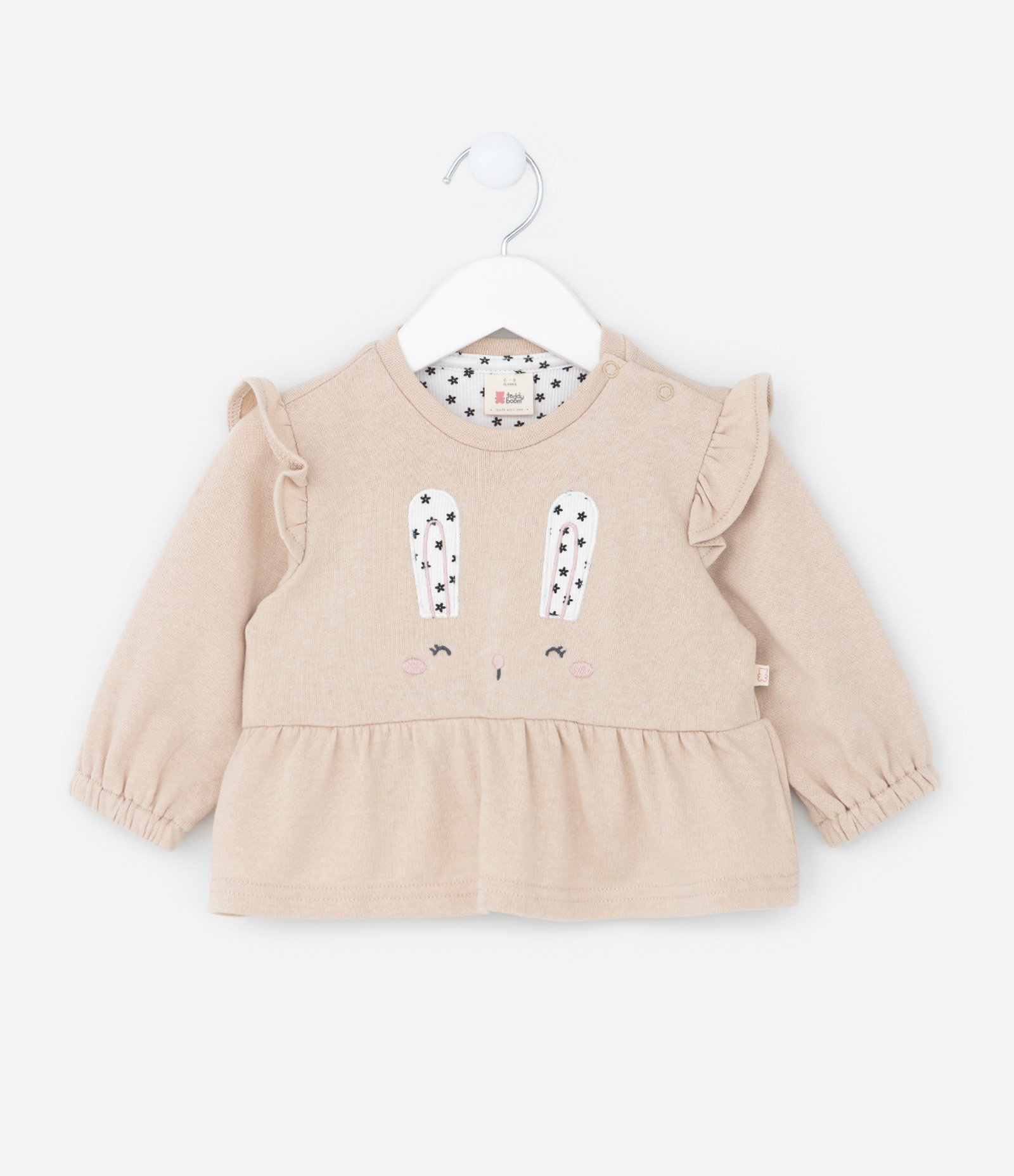 Conjunto Infantil com Babadinhos e Estampa Coelha - Tam 0 a 18 meses Bege 2