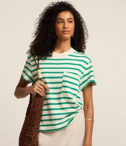 Blusa em Algodão Listrado com Bolso