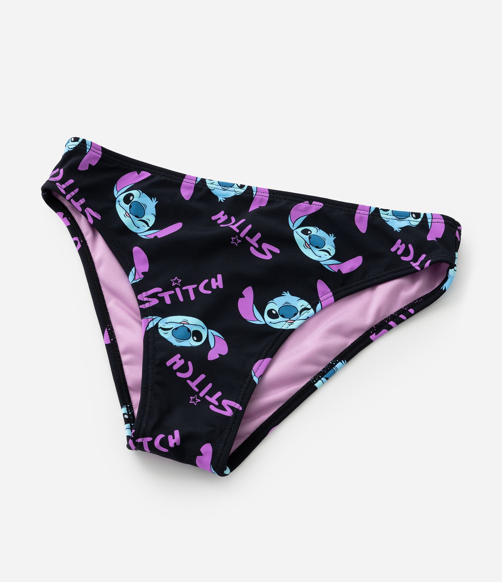 Biquíni Infantil com Tiras Trançadas e Estampa Stitch - Tam 4 a 12 Anos Preto 6