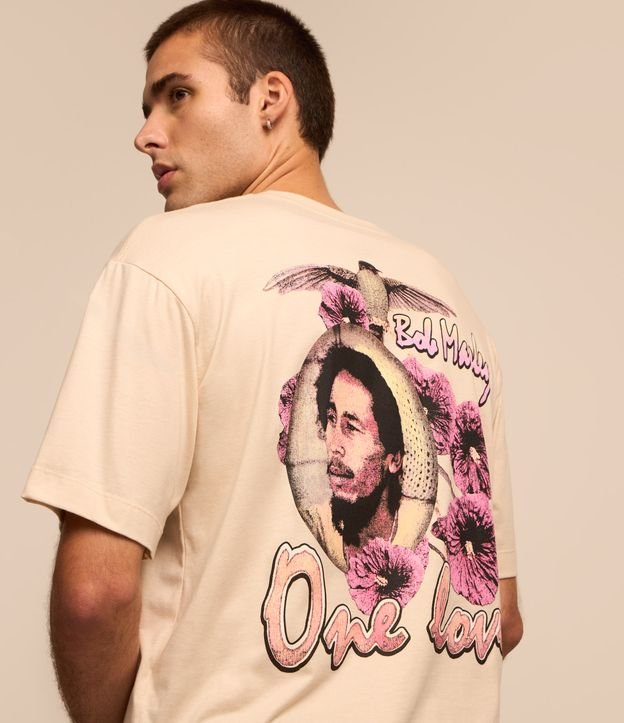 Camiseta Boxy em Algodão com Estampa Bob Marley