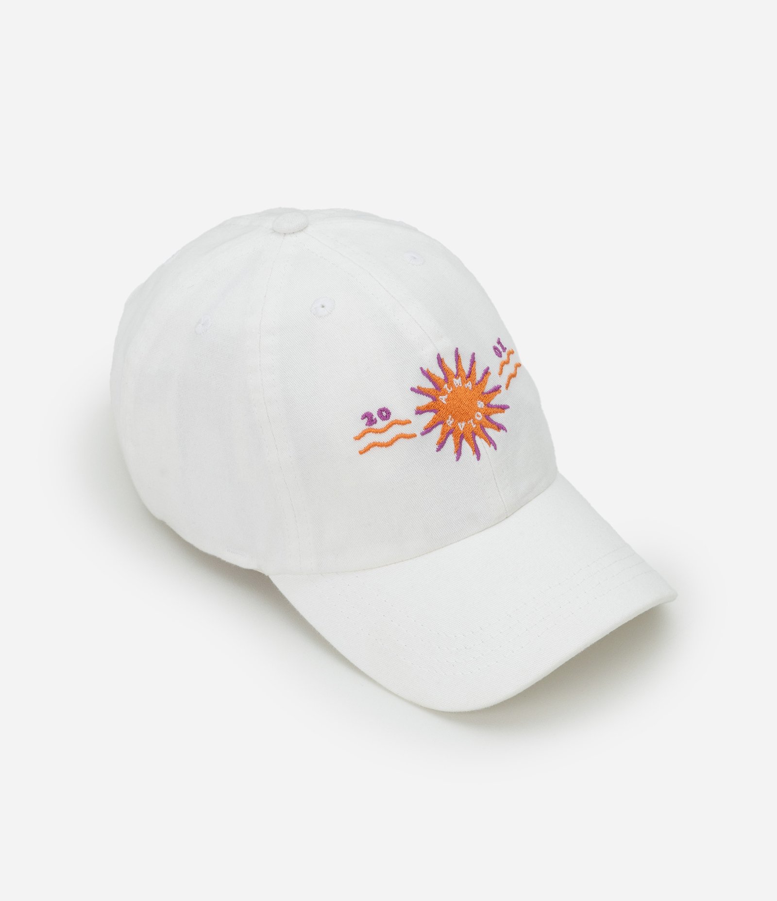 Boné Aba Curva em Sarja com Bordado Alma Solar Off White 1