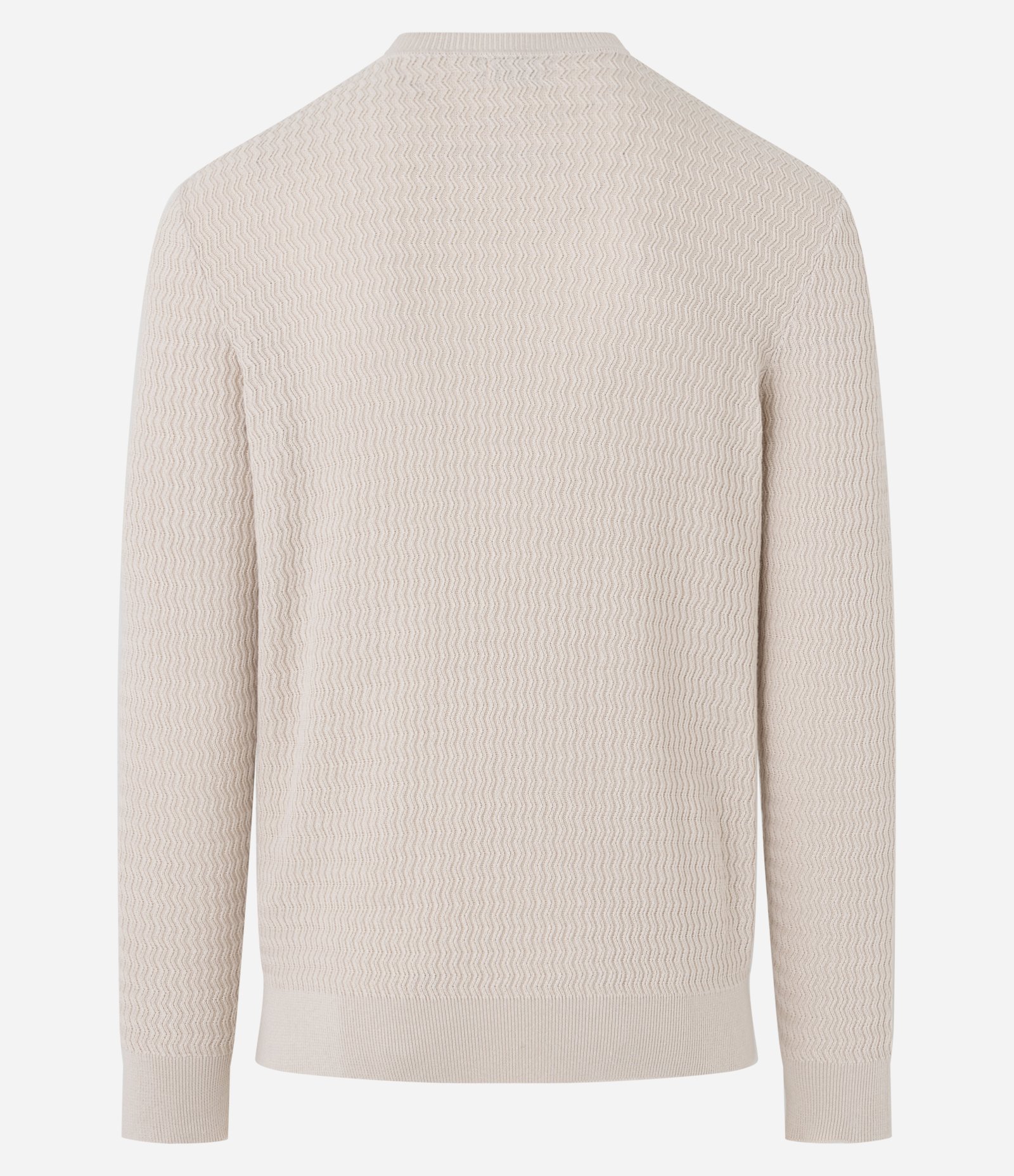 Suéter Slim em Algodão com Textura Ondulada Bege 3