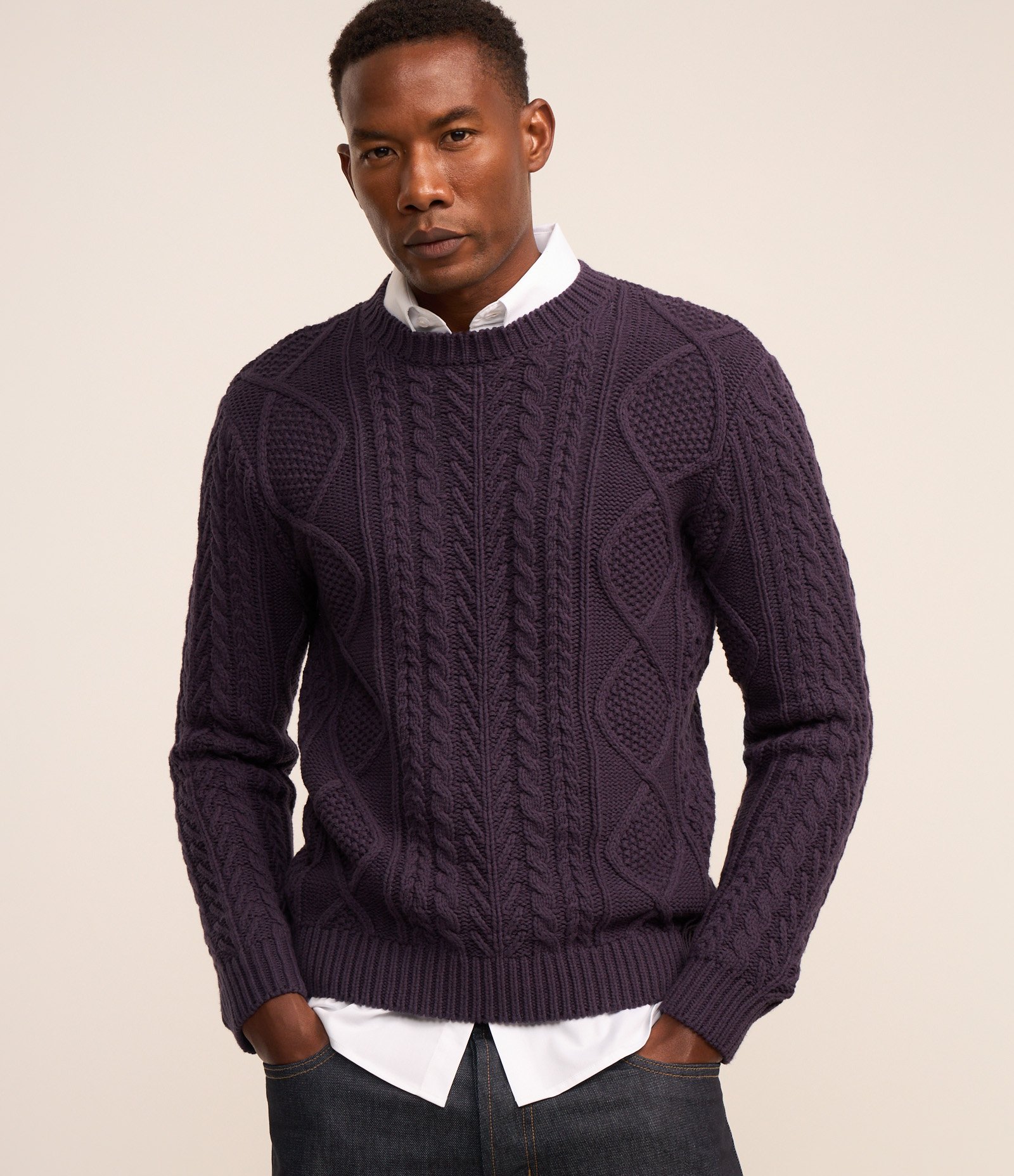 Suéter em Algodão e Textura Roxo 1