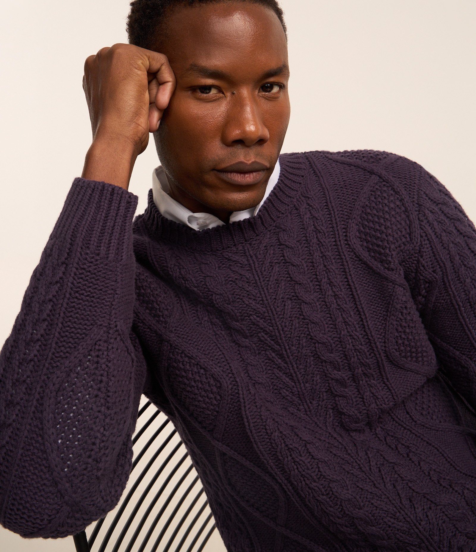 Suéter em Algodão e Textura Roxo 4