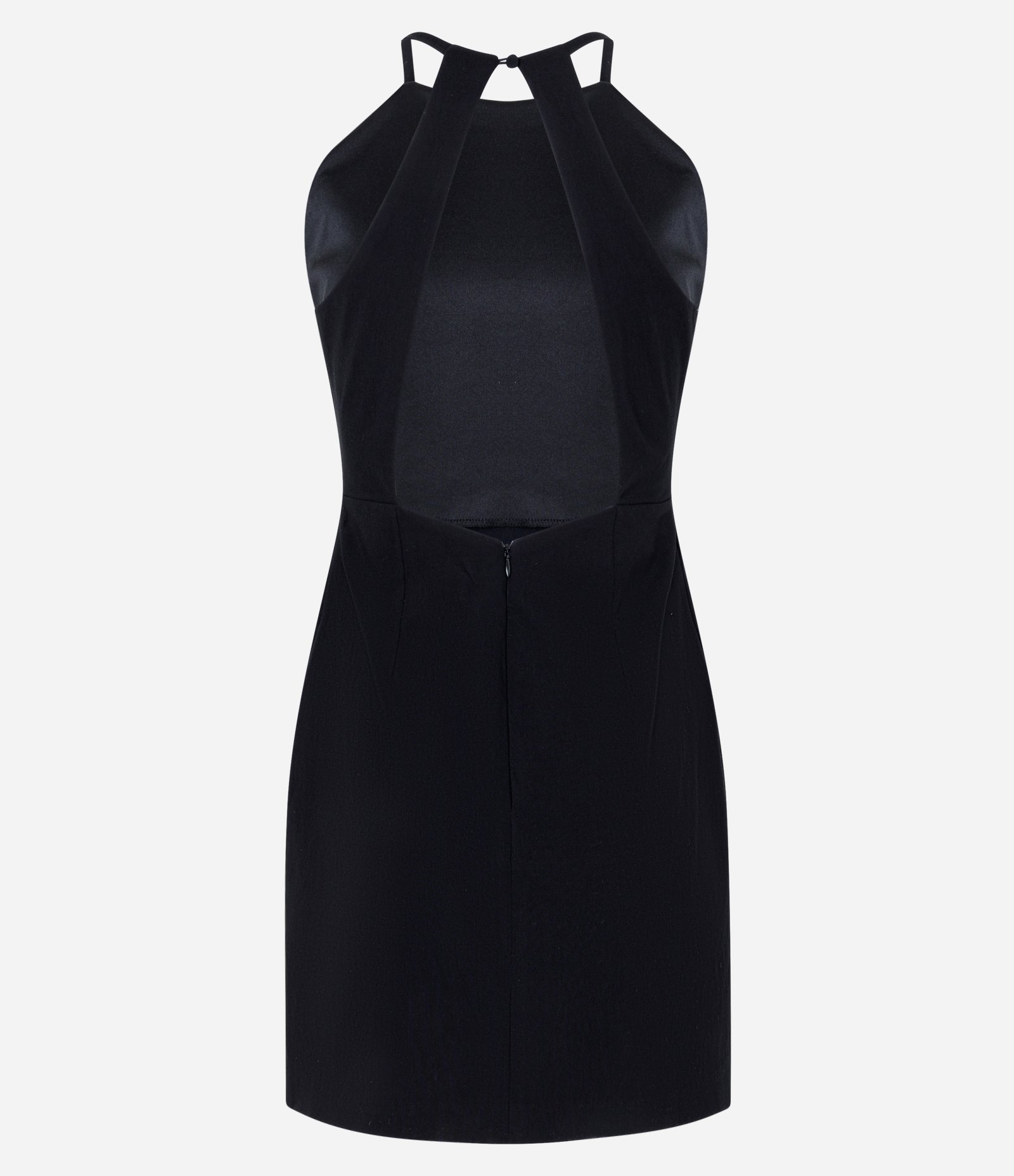 Vestido Curto em Bengaline com Decote Halter e Brilhos Aplicados Preto 7