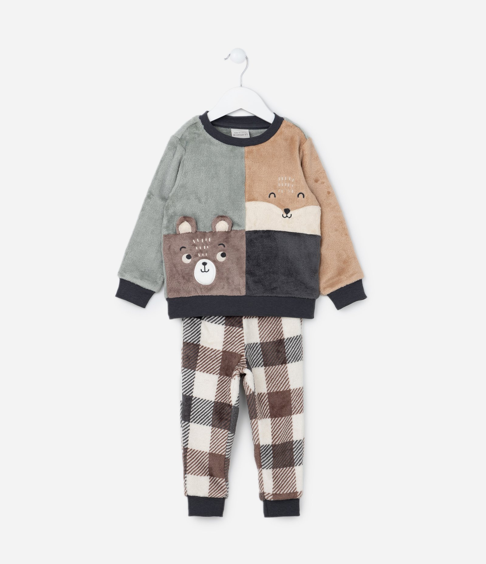 Pijama Infantil em Fleece com Bordado Bichinhos - Tam 1 a 4 Anos Multicores 1