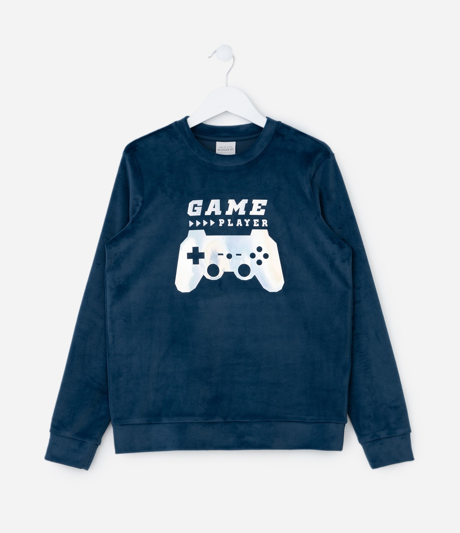 Pijama Infantil em Plush com Estampa Controle de Video-Game - Tam 5 a 14 Anos Azul 2
