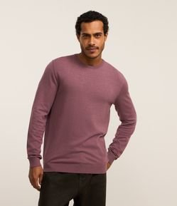 Suéter Básico em Efeito Tricô com Acabamento Canelado