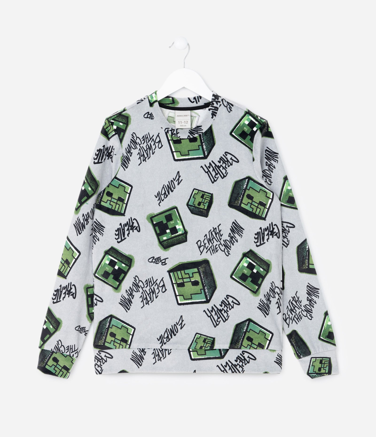 Pijama Longo Infantil com Estampa Minecraft - Tam 5 a 14 Anos Cinza 2