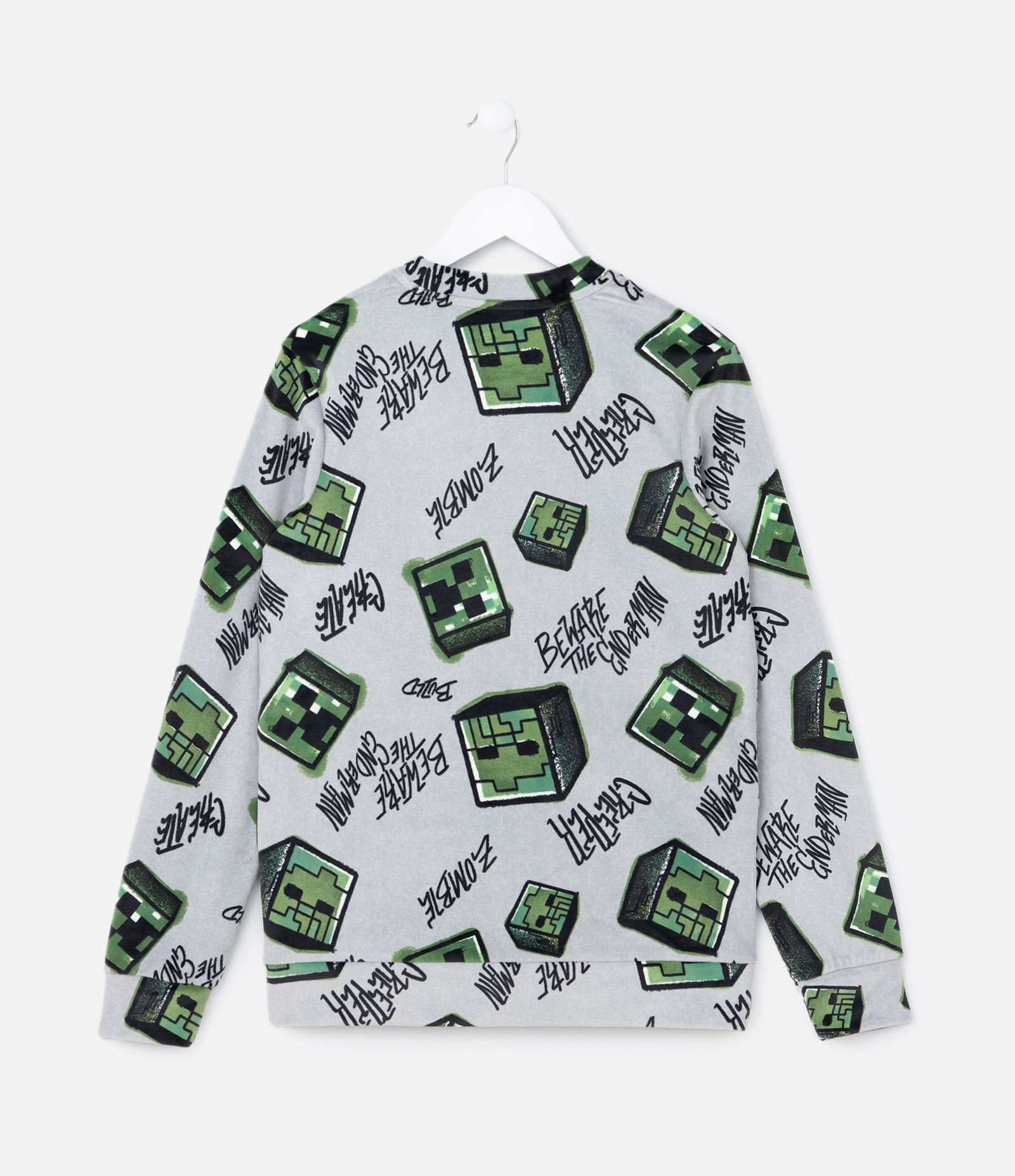 Pijama Longo Infantil com Estampa Minecraft - Tam 5 a 14 Anos Cinza 3