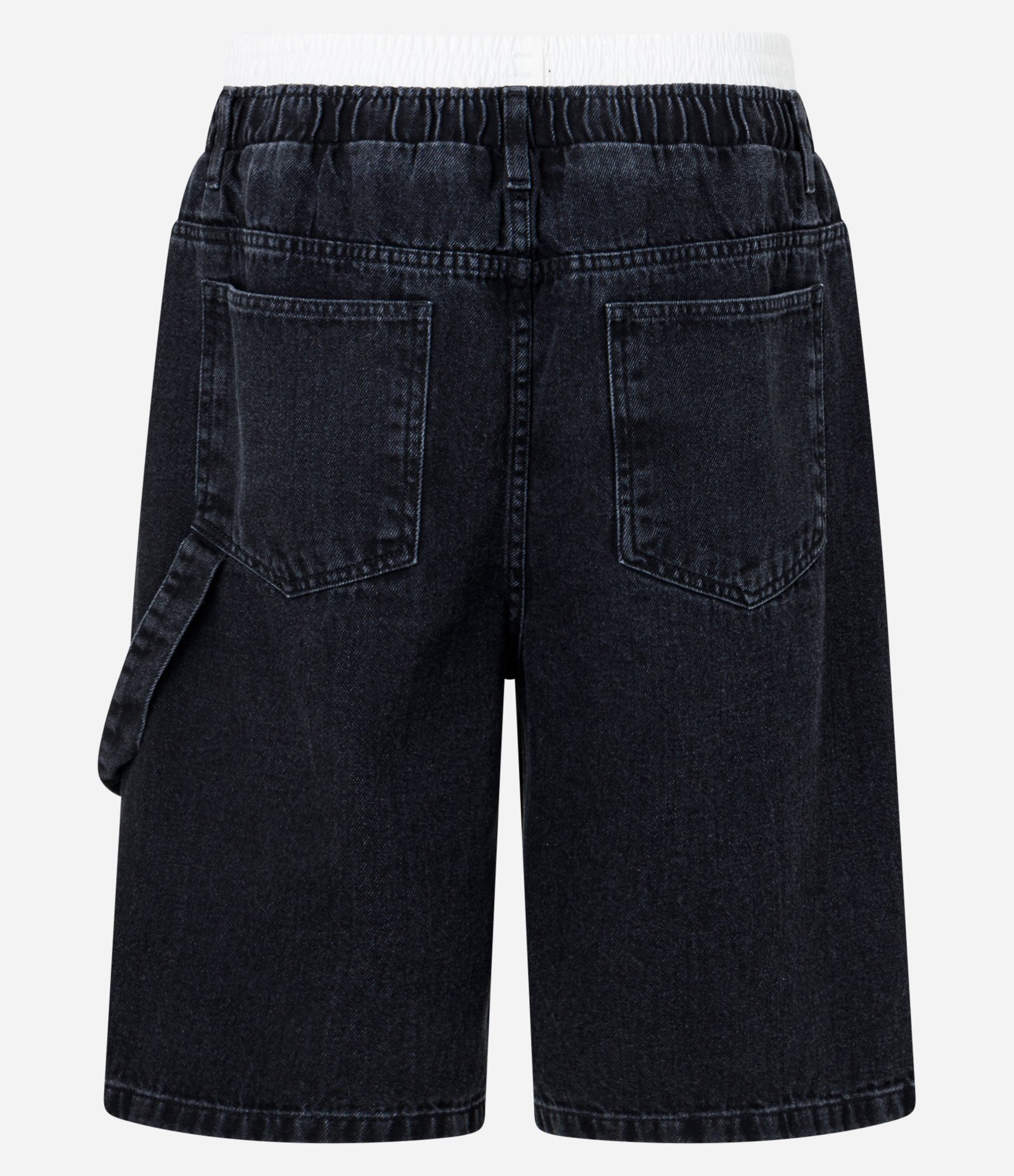 Bermuda Jorts Baggy em Jeans com Cós Cueca e Joelho Duplo Jeans Escuro 6