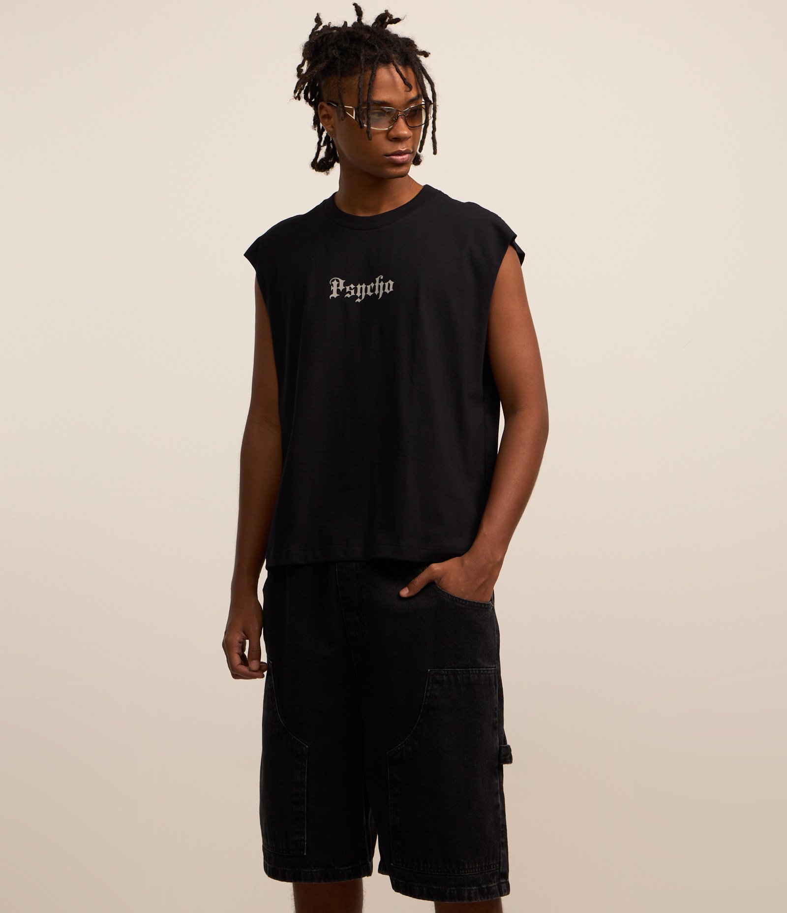 Bermuda Jorts Baggy em Jeans com Cós Cueca e Joelho Duplo Jeans Escuro 2