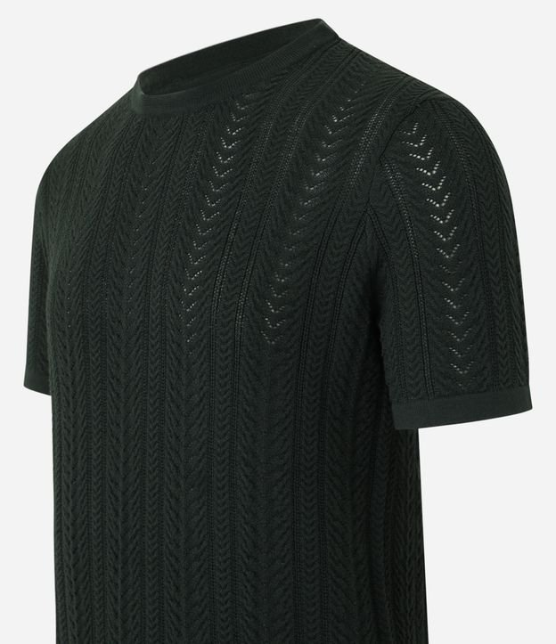 Camiseta Regular com Textura Trançada