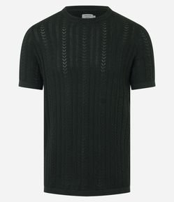 Camiseta Regular com Textura Trançada