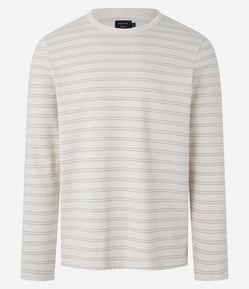 Camiseta Regular em Algodão com Listras Horizontais