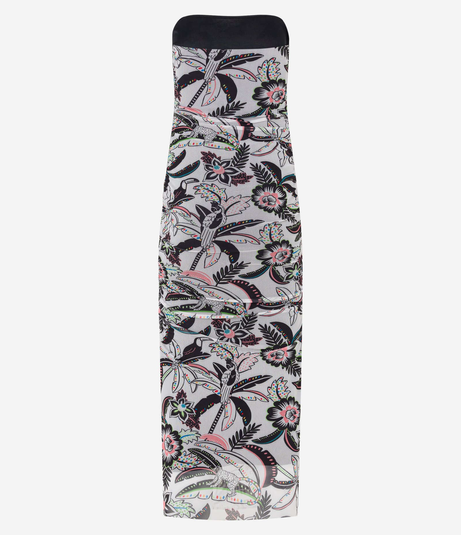 Vestido Midi em Tule com Estampa Tropical Branco 6