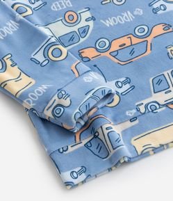 Pijama Longo Infantil em Plush com Estampa Carrinhos - Tam 2 a 8 Anos