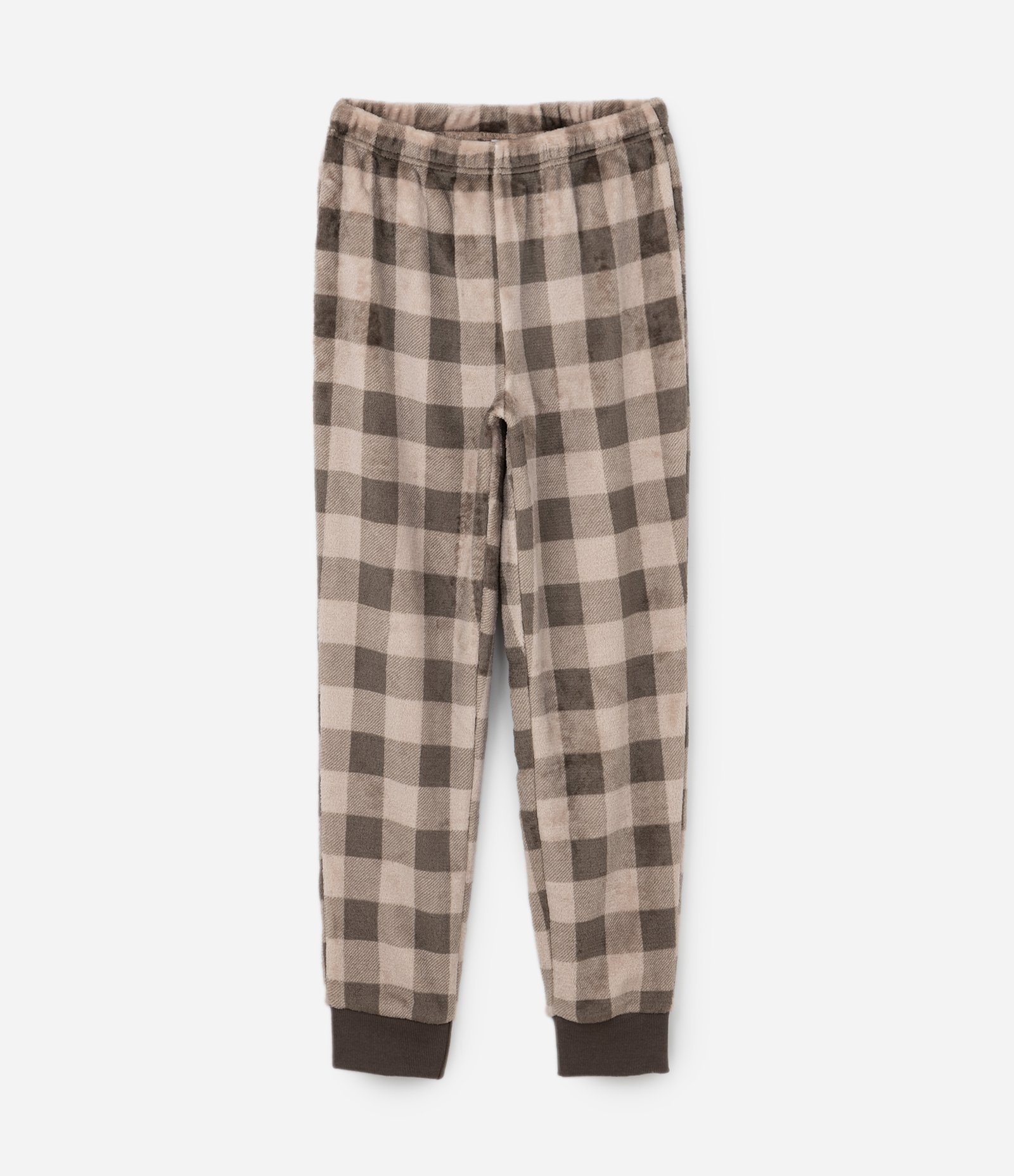 Pijama Infantil em Fleece Com Estampa Xadrez - Tam 5 a 14 Anos Marrom 5
