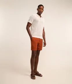 Bermuda em Algodão com Textura e Cós Elástico