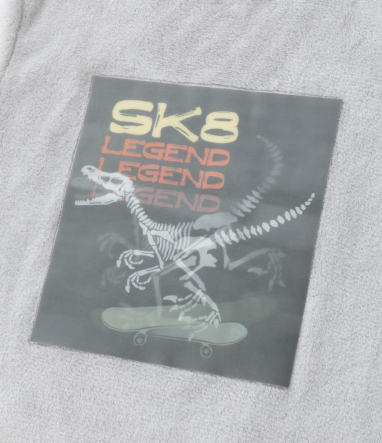 Pijama Longo Infantil com Estampa Dino Skatista - Tam 5 a 14 Anos Cinza/Verde 12