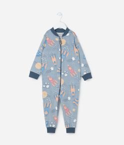 Pijama Jumper Infantil em Plush com Estamp Foguetes - Tam 1 a 6 Anos