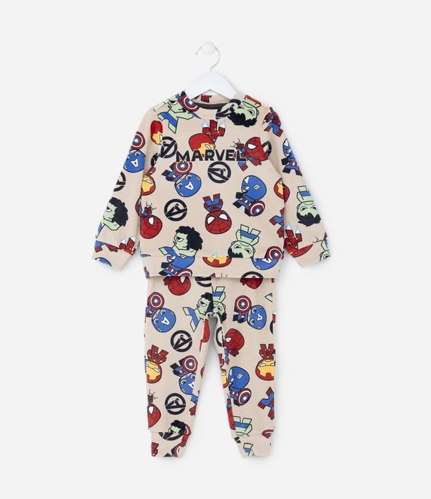 Pijama Infantil em Plush com Estampa Heróis Marvel - Tam 2 ao 6