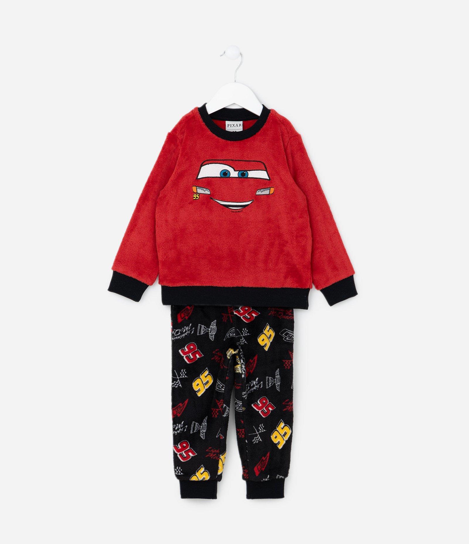 Pijama Infantil em Fleece com Bordado Relâmpago Mcqueen - Tam 2 a 6 Anos Vermelho/Preto 1