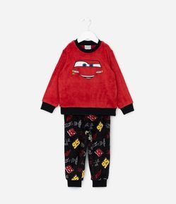 Pijama Infantil em Fleece com Bordado Relâmpago Mcqueen - Tam 2 a 6 Anos