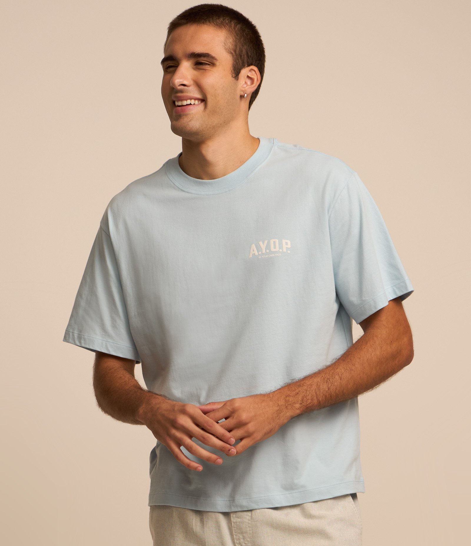 Camiseta Boxy em Algodão com Estampa Lettering Azul 3